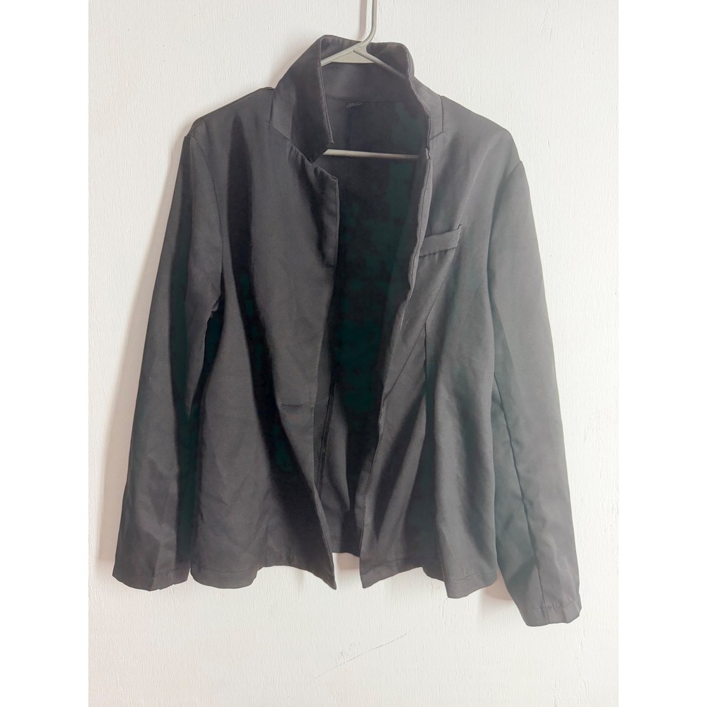 SHEIN Black Open Front Blazer Stand Collar Lightweight Professional Jacket L